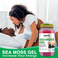 MAX FIT Sea Moss Gel spoon serving for convenient mixing into foods.