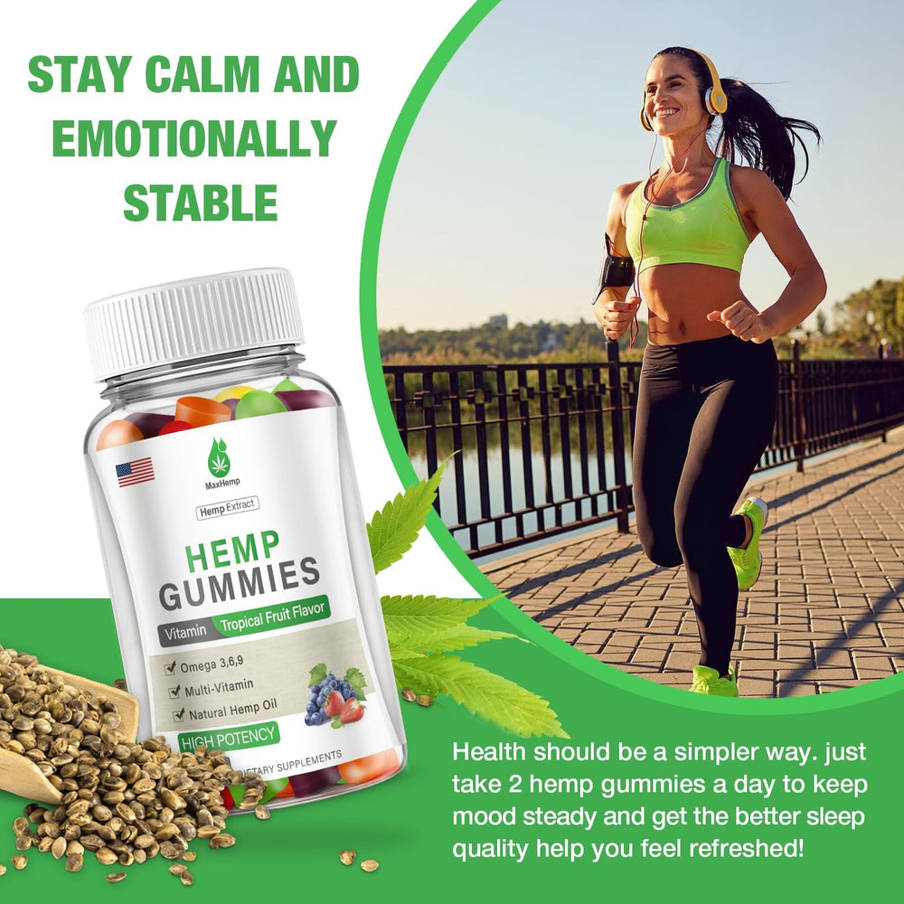 MaxHemp gelatin-free vegan gummies close-up with tropical flavor appeal