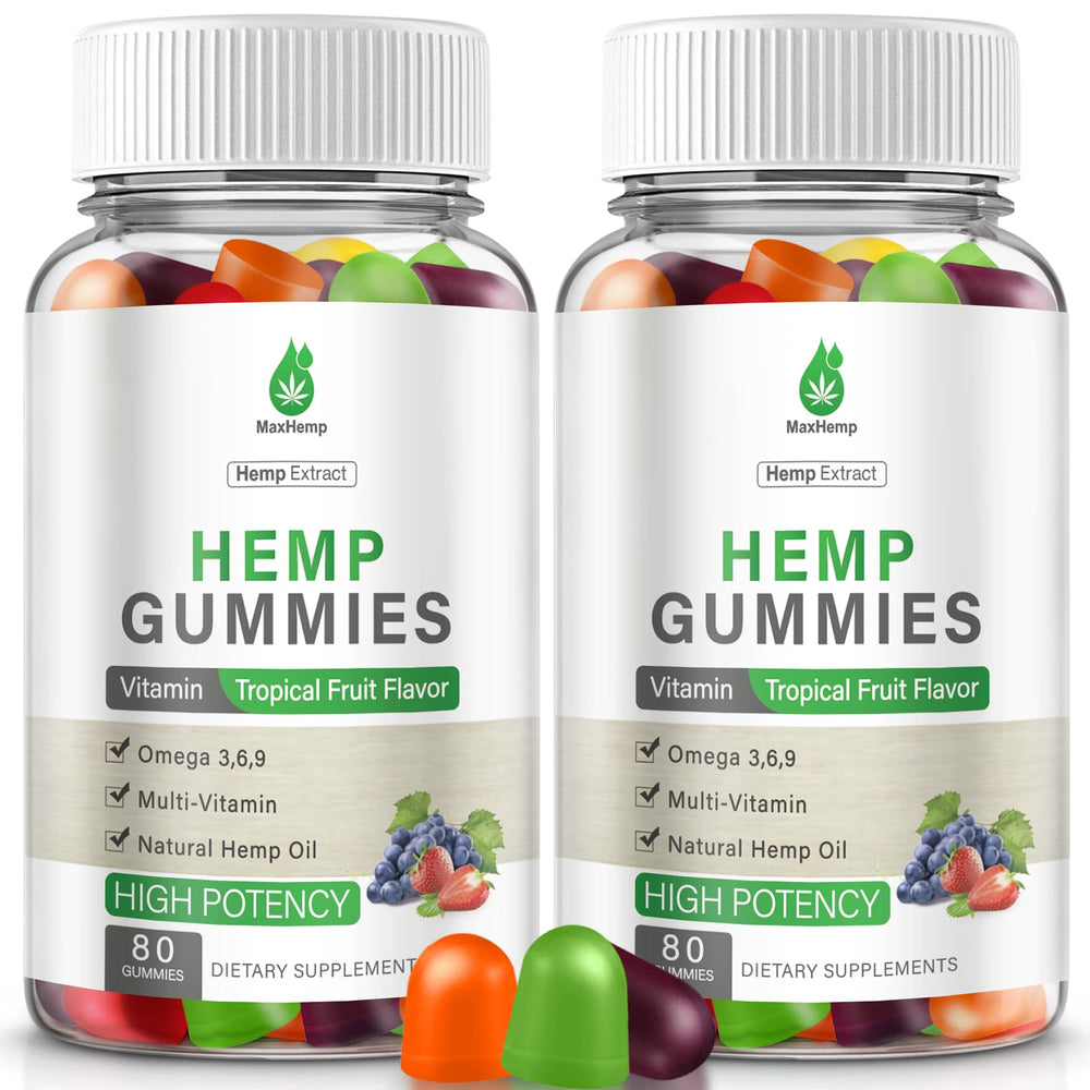 MaxHemp gummies pain-relief with pure hemp extract and fruity flavor.