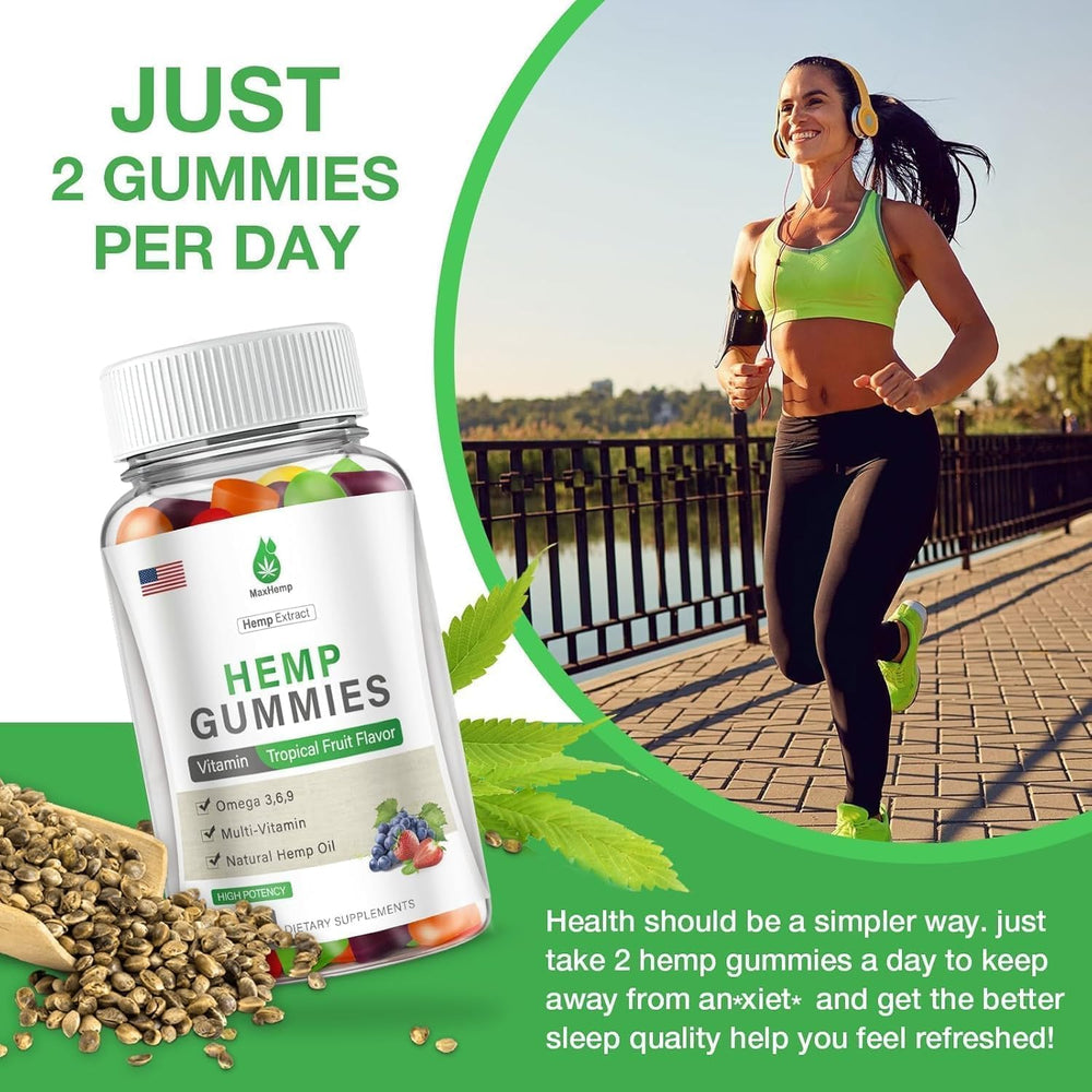 MaxHemp vegan-friendly gummy bottle shown on shelf.