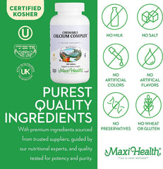 Back label detailing dosage of four chewables per day