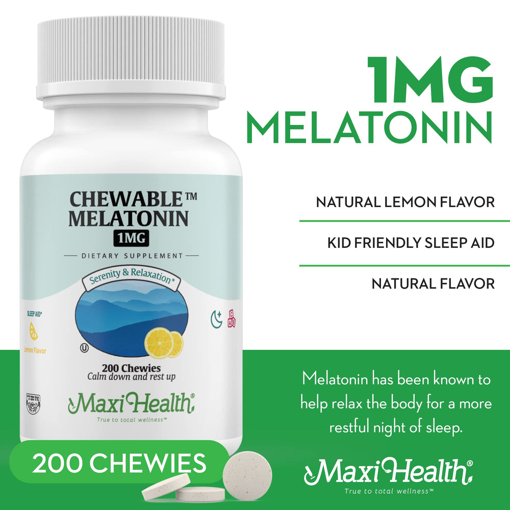 Maxi Health Melatonin lemon with Kosher certification seal for trusted sleep support.