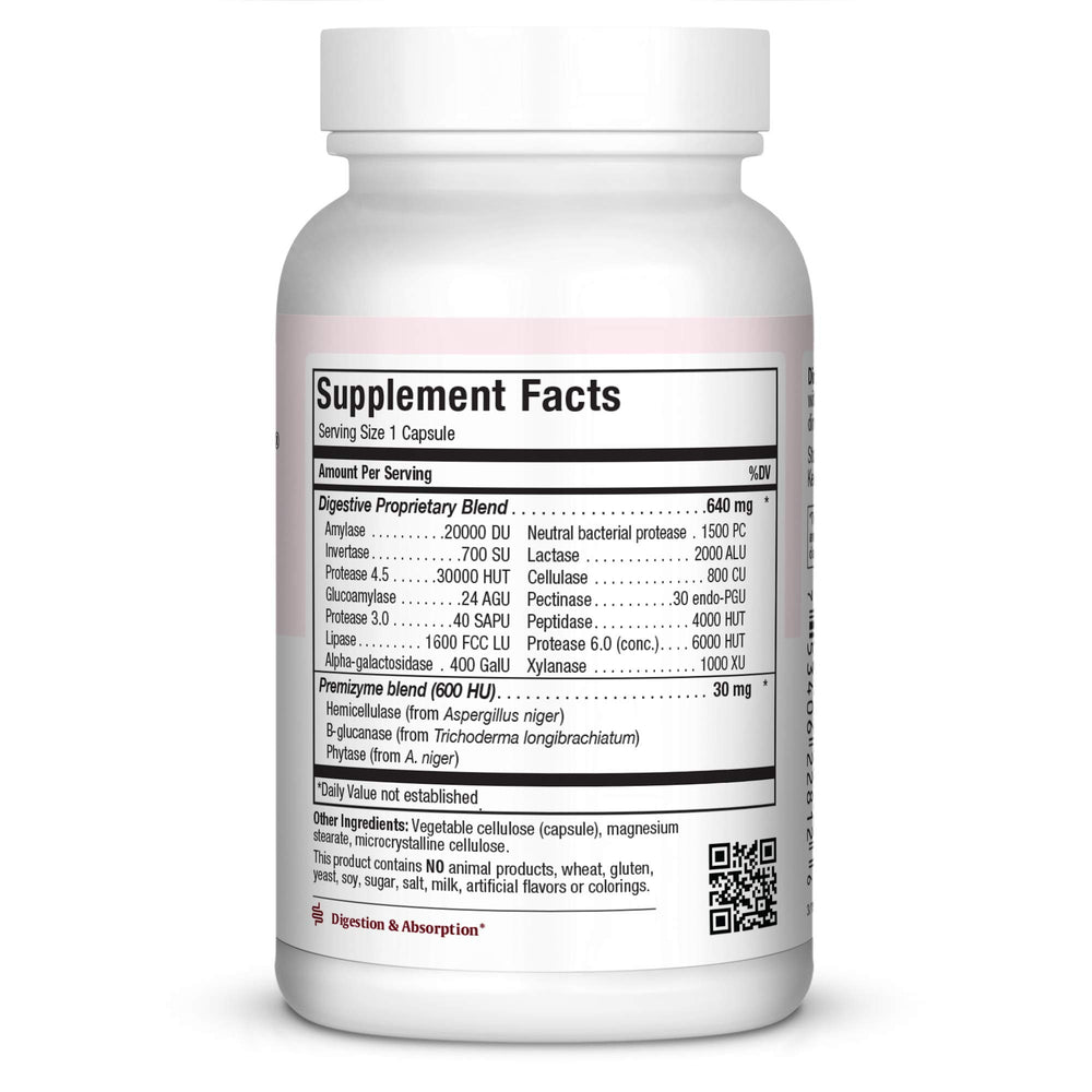 Maxi Health Enzymax capsules close-up highlighting digestive enzymes