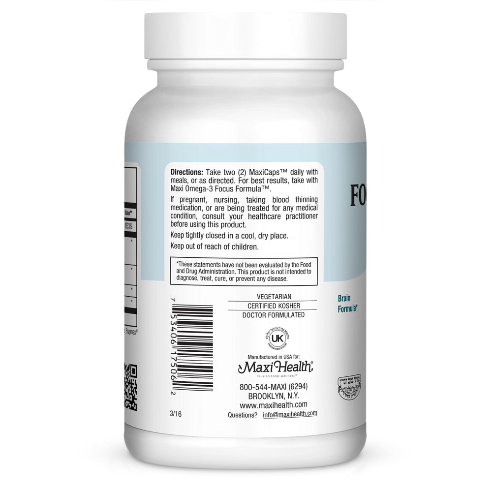 Maxi Health Focusmax energy pack promotes sustained brain energy and daytime alertness
