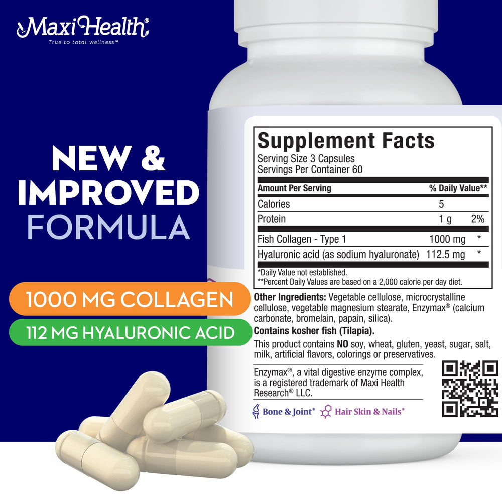 Maxi Health hyaluronic acid capsules for hydrated skin and glow