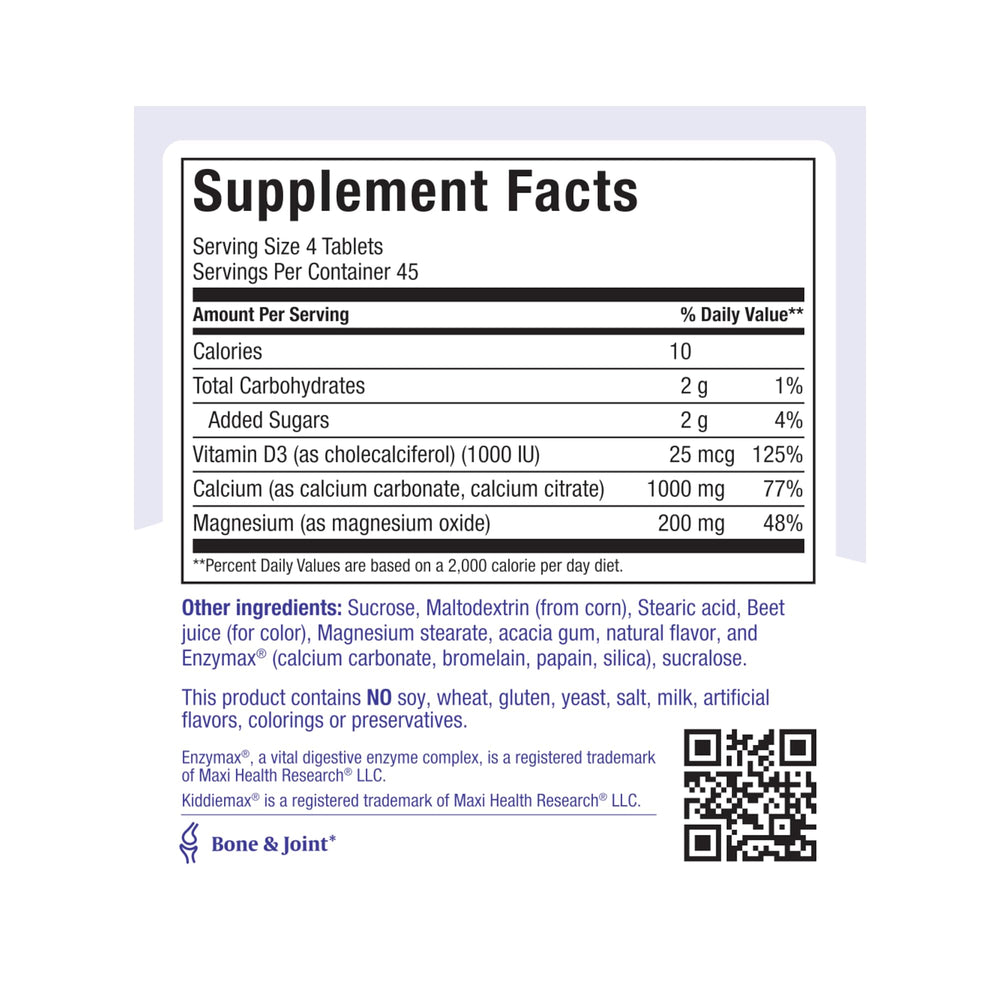 CalciYum 180-count bottle with kosher certification