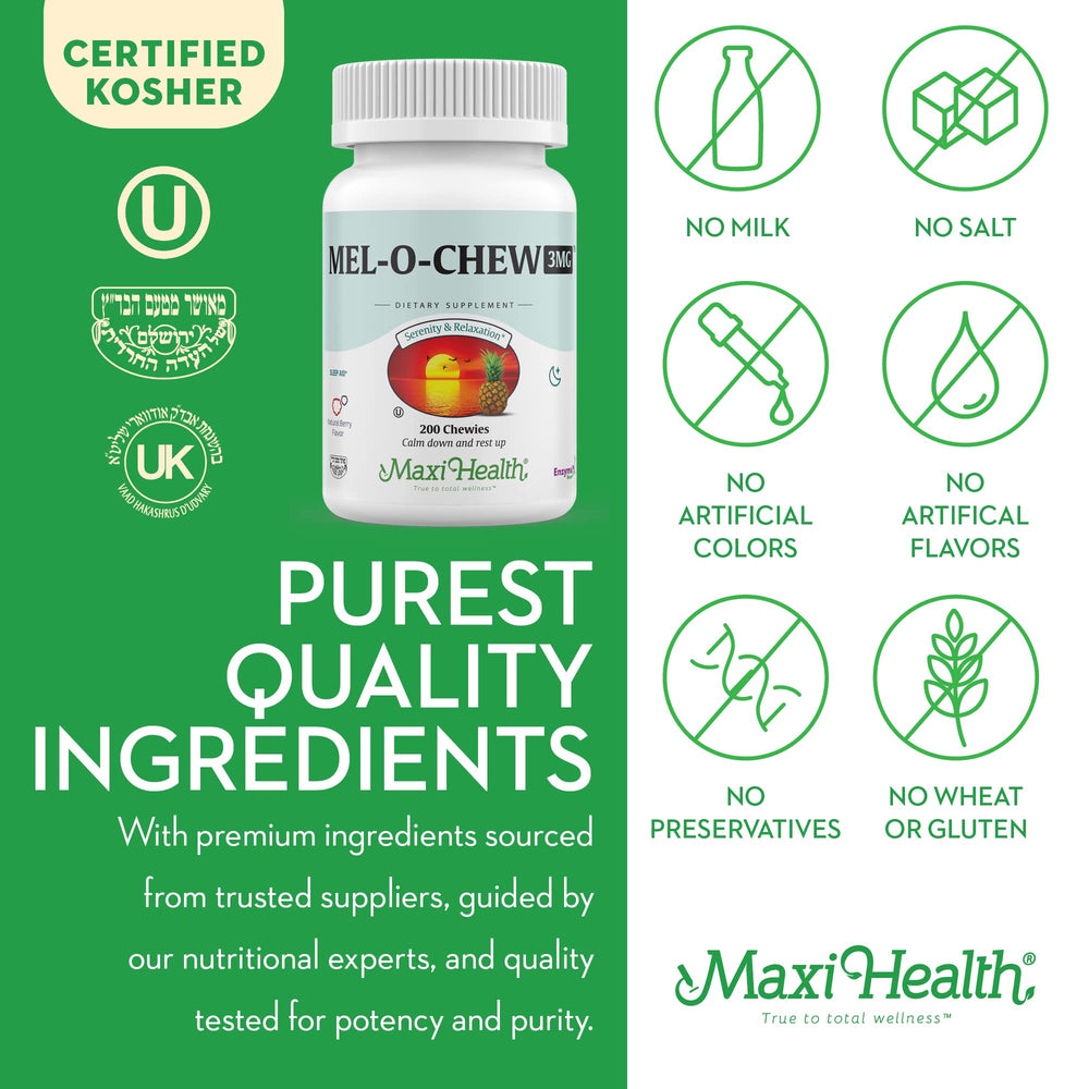Maxi Health Mel-O-Chew packaging tamper-evident for freshness and safety