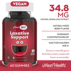 Travel-friendly Maxi Health laxatives bottle ready for on-the-go use