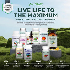 Maxi Health Omega 3 bottle with measuring spoon for routine use.