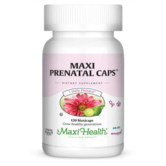 Maxi Health Prenatal bottle front showing the complete multivitamin for moms-to-be
