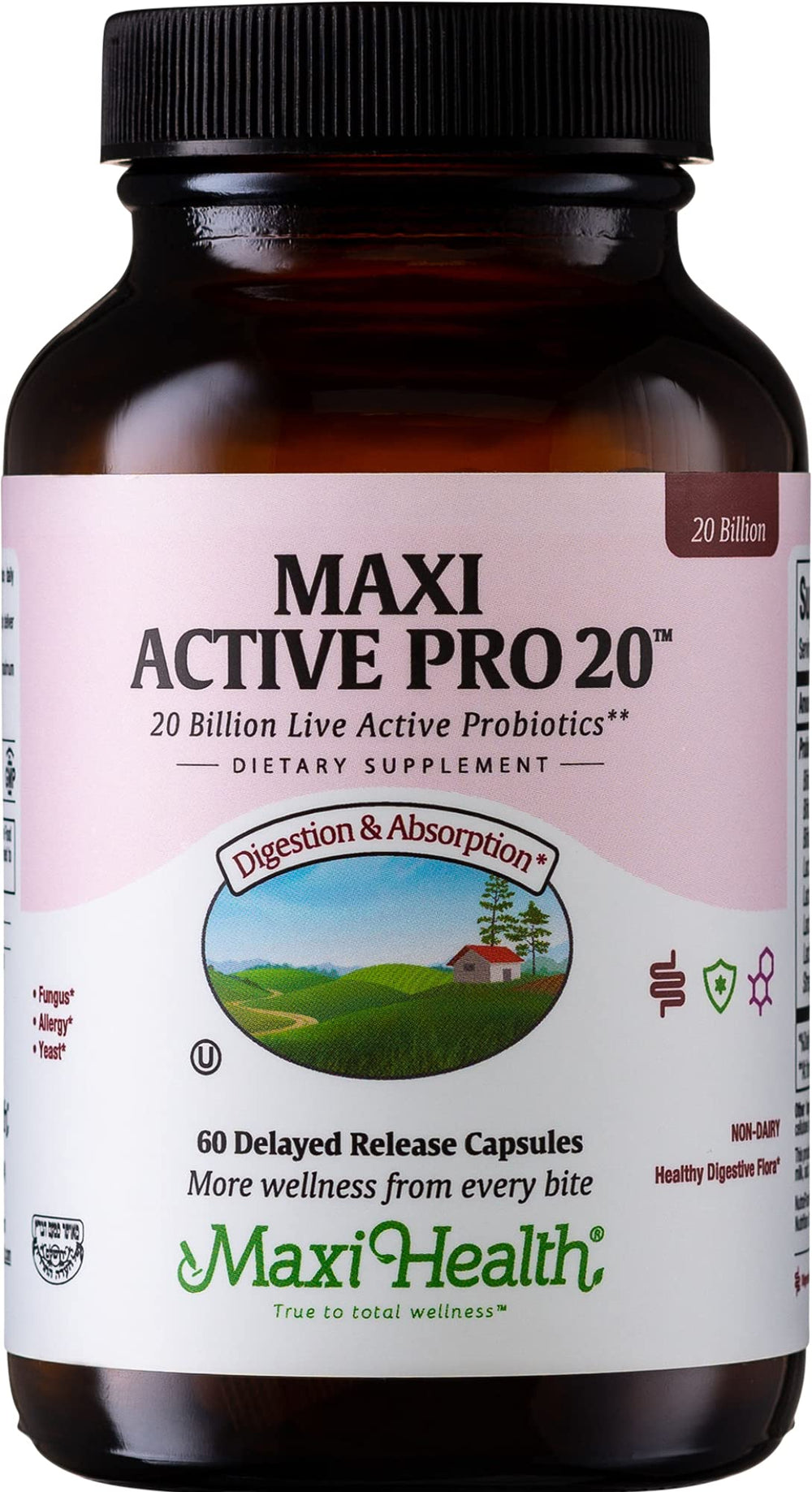 Maxi Health Probiotics bottle with 15 strains supports daily gut balance