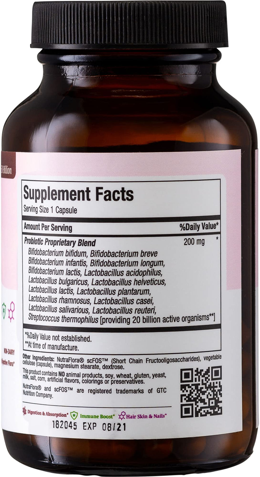 Front view of Maxi Health Probiotics bottle for daily use