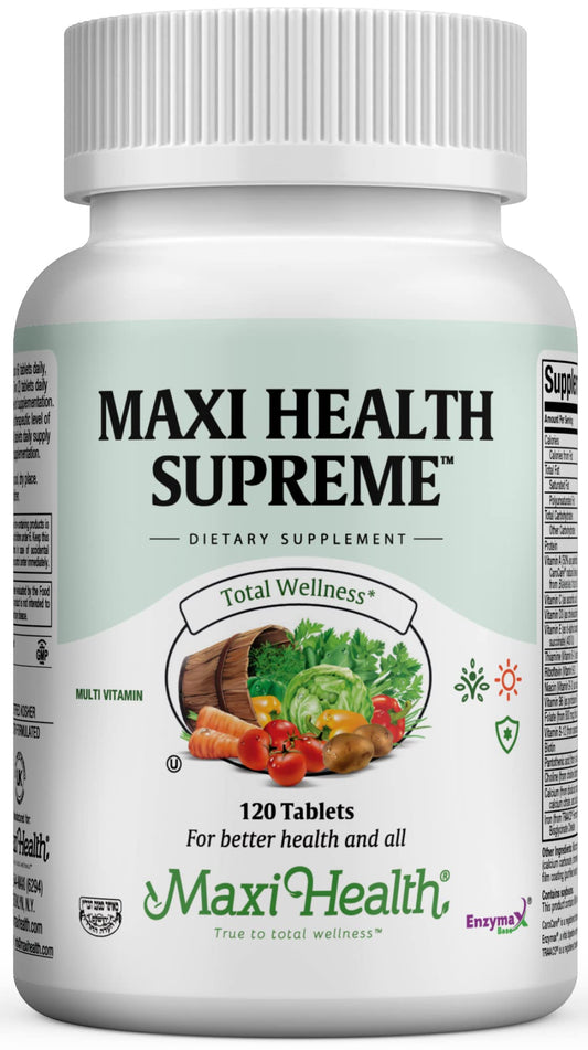 Maxi Health Supreme daily multi bottle front showing label for vitality and immune support