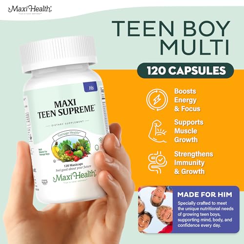 Maxi Health teen vitamins label close-up highlighting D3 and iron