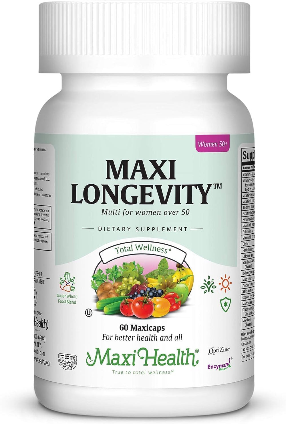 Maxi Health Women's Multivitamin 50+ bottle for daily wellness support.