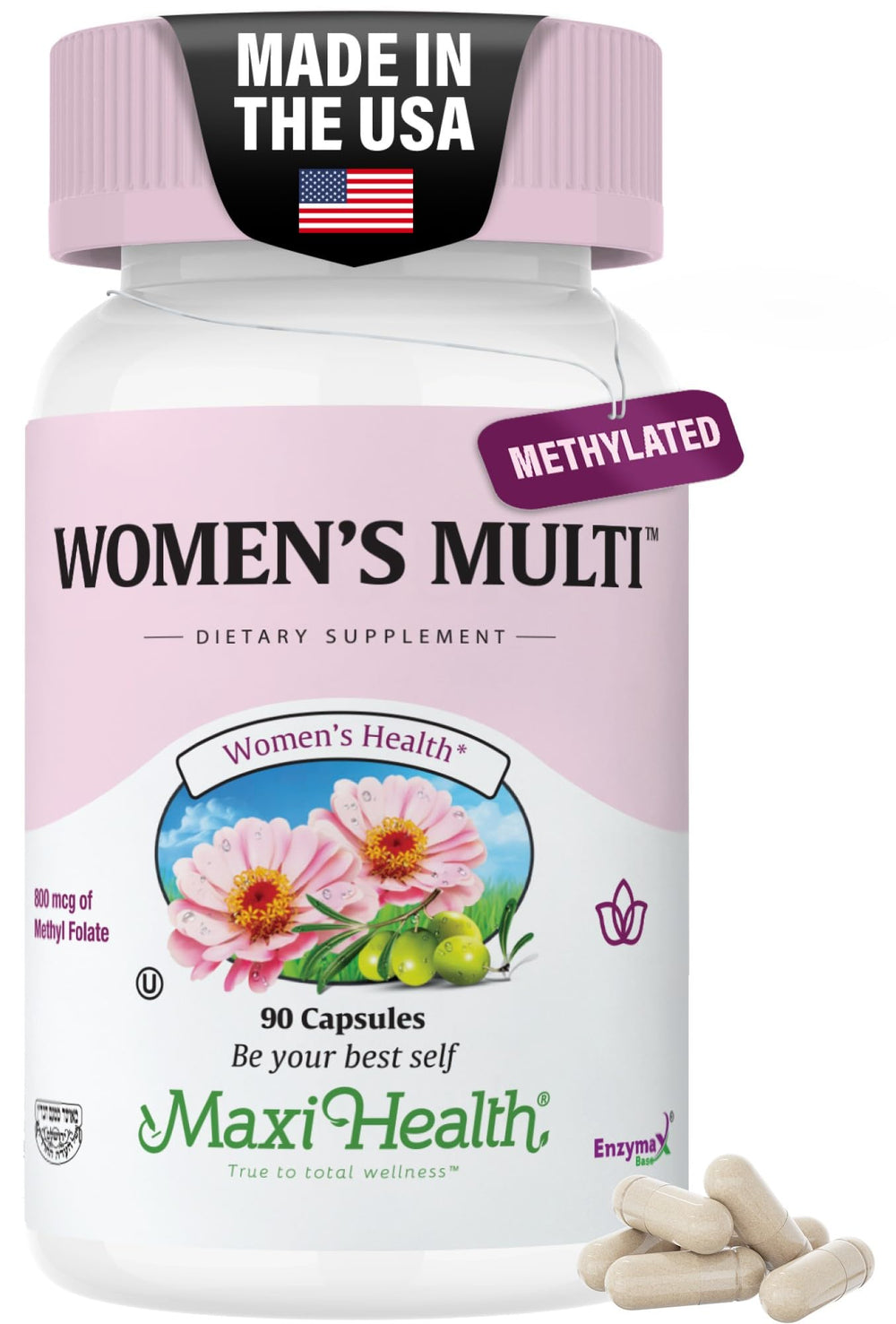Maxi Health Womens Multivitamin bottle front view supports daily energy.
