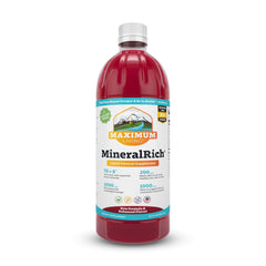 Maximum Living MineralRich bottle pour for easy daily mineral intake.