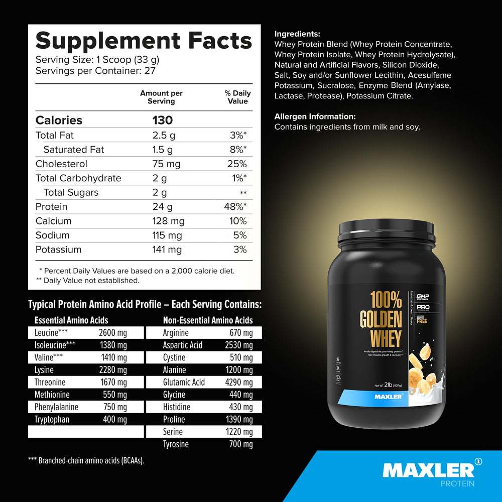 Maxler Golden Whey Banana Cream mix image shows inviting texture without clumps.