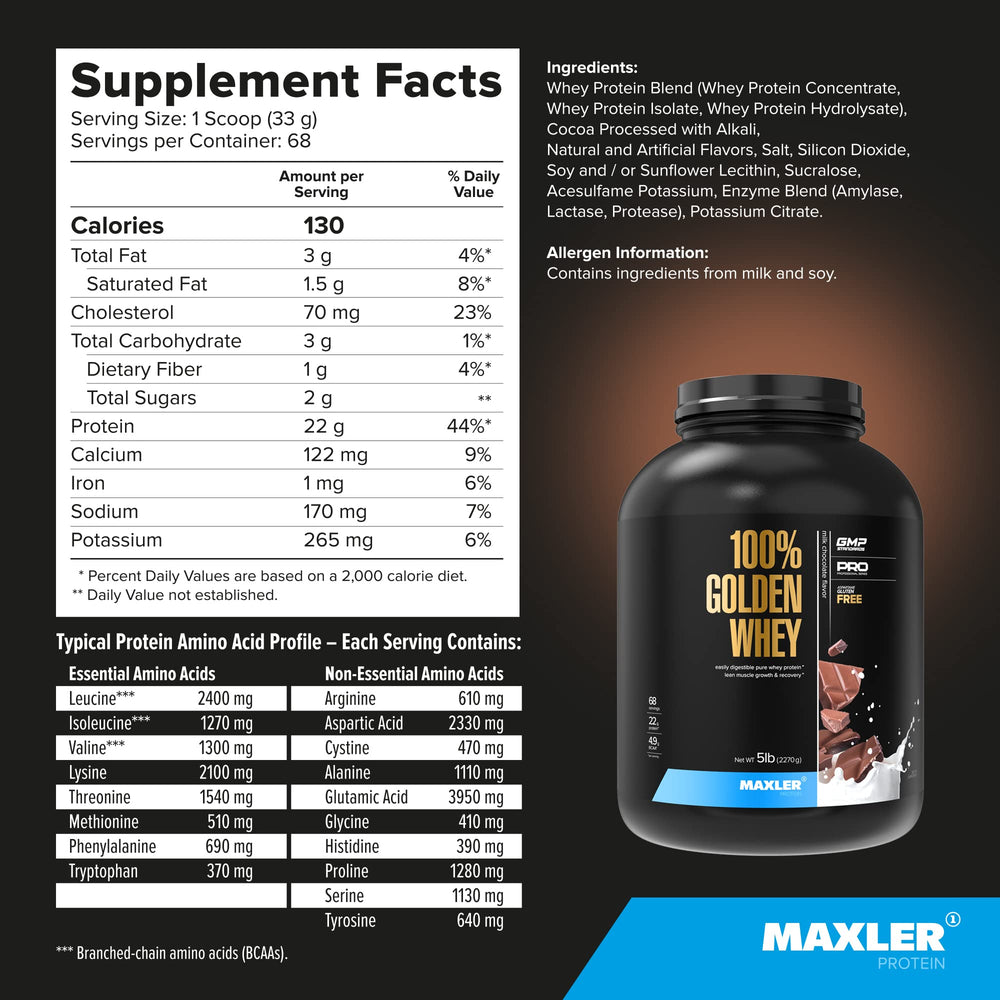 Maxler Golden Whey in a shaker bottle demonstrating smooth mixability.