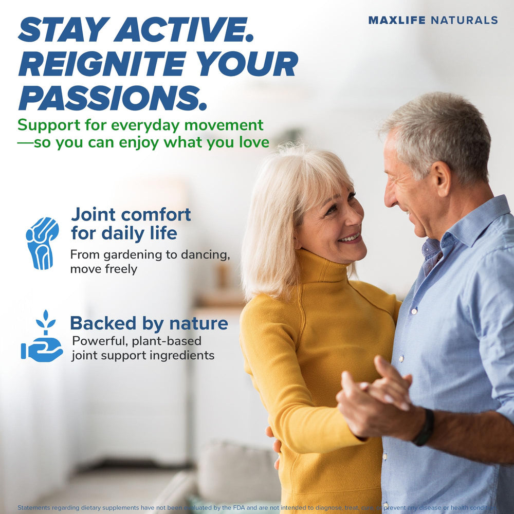 MAXLIFE NATURALS ArthroFlex packaging box emphasizes USA-made quality and clean ingredients.