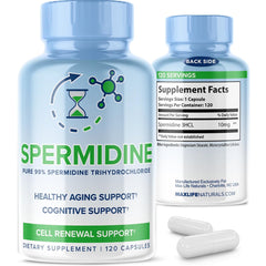 MAXLIFE NATURALS Pure Spermidine bottle for daily vitality support.