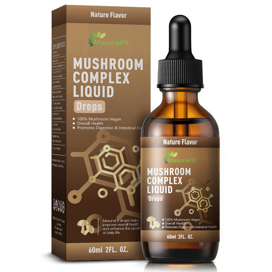 MaxuraFit 2 Pack Immunity Mushroom Tincture bottle front view supports vegan wellness.