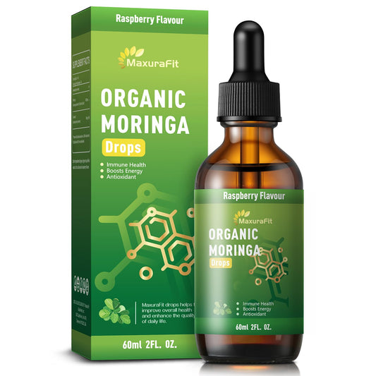 MaxuraFit Moringa Drops bottle with Vitamin C for daily energy