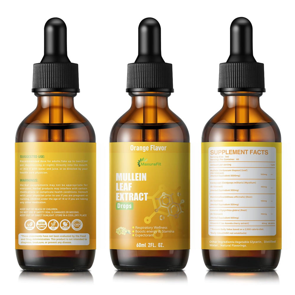 MaxuraFit Mullein Drops 2-pack on a neutral background