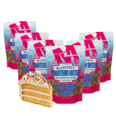 McCaffrey Protein Bites birthday cake bag front view with sprinkles.