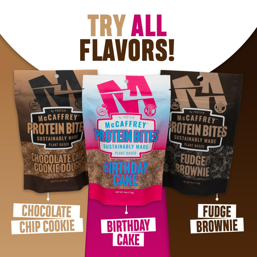 McCaffrey Protein Bites nutrition panel highlighting 4g protein.