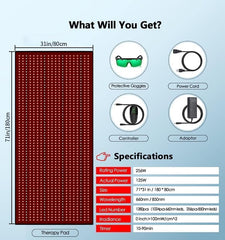 MCJ red light therapy mat 1280 LED beads provide strong, consistent warmth and coverage.