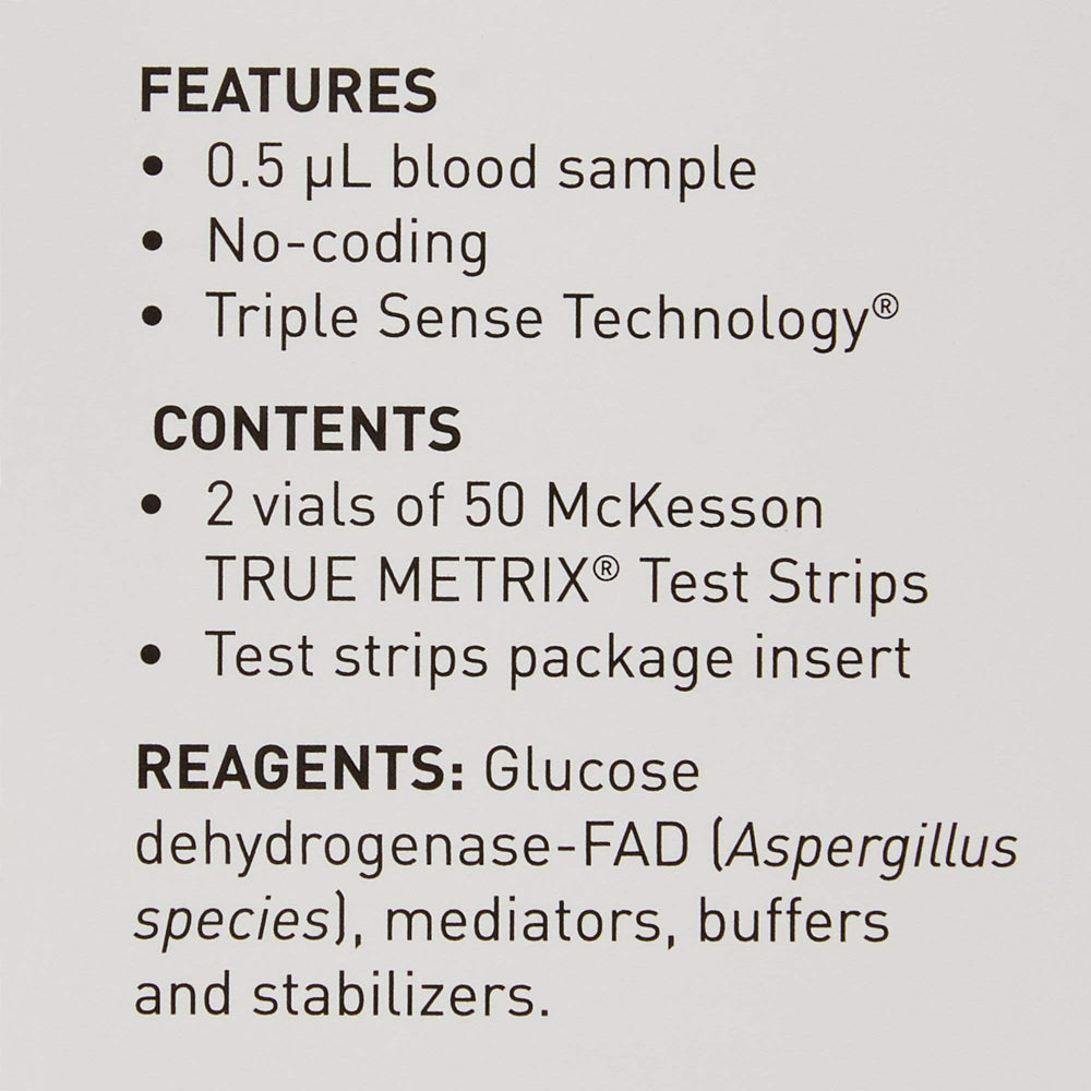 Convenient box of 100 McKesson test strips for home use