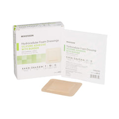 McKesson Hydrocellular foam dressing 4x4 application on skin supports moist wound environment.