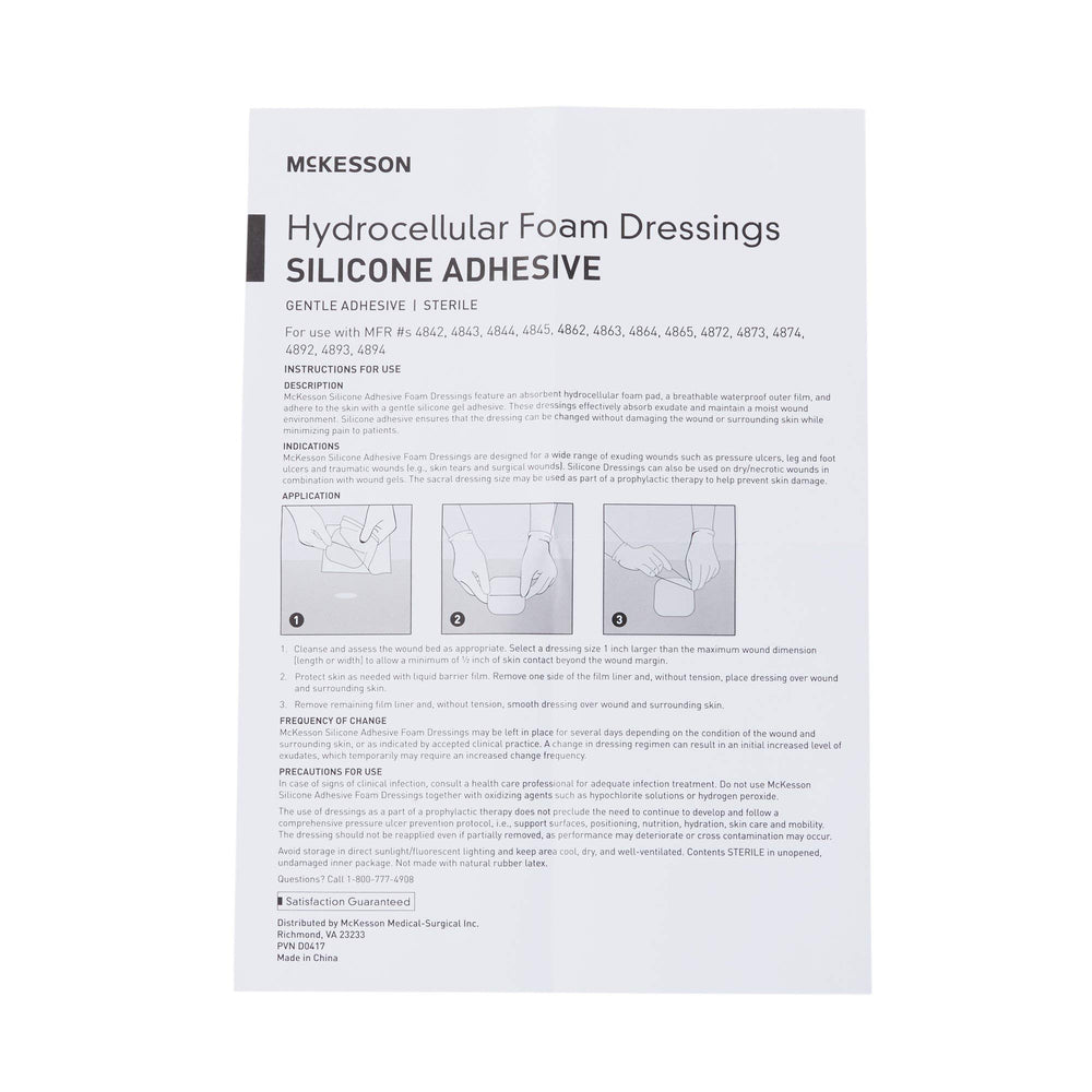 McKesson Hydrocellular foam dressing border promotes comfortable wear for sensitive skin.