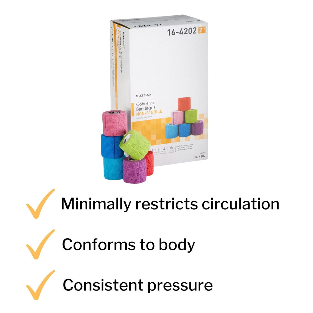 McKesson light compression bandage shown on arm for gentle stabilization