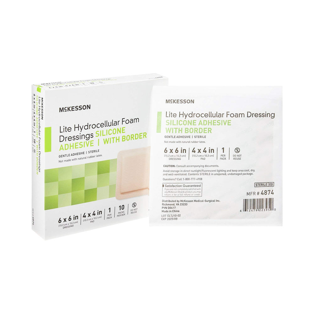 McKesson Lite Hydrocellular foam dressings packaged for sterile use