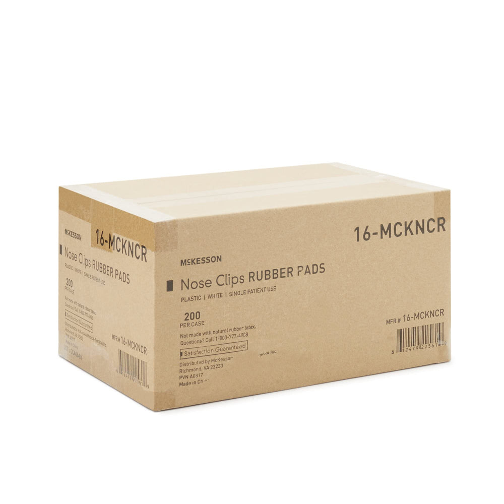 McKesson nose clips plastic and rubber construction supports single-patient use.