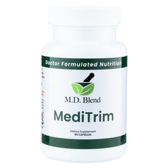 M.D. Blend MediTrim energy bottle for on-the-go metabolic support.