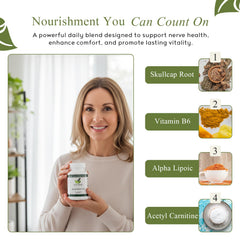 Capsules poured from MD Blend Neuropathy bottle, ready for daily use.
