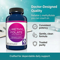 Daily-use scene featuring MD Life L-Methylfolate 10 mg in a wellness routine.