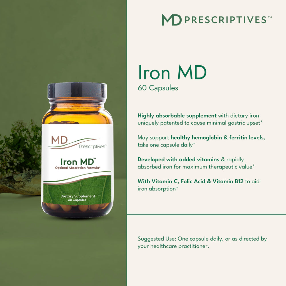 MD Prescriptives Iron MD capsules ready for daily morning use.