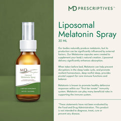 MD Prescriptives liposomal melatonin spray label detail shows vegetarian-friendly formula