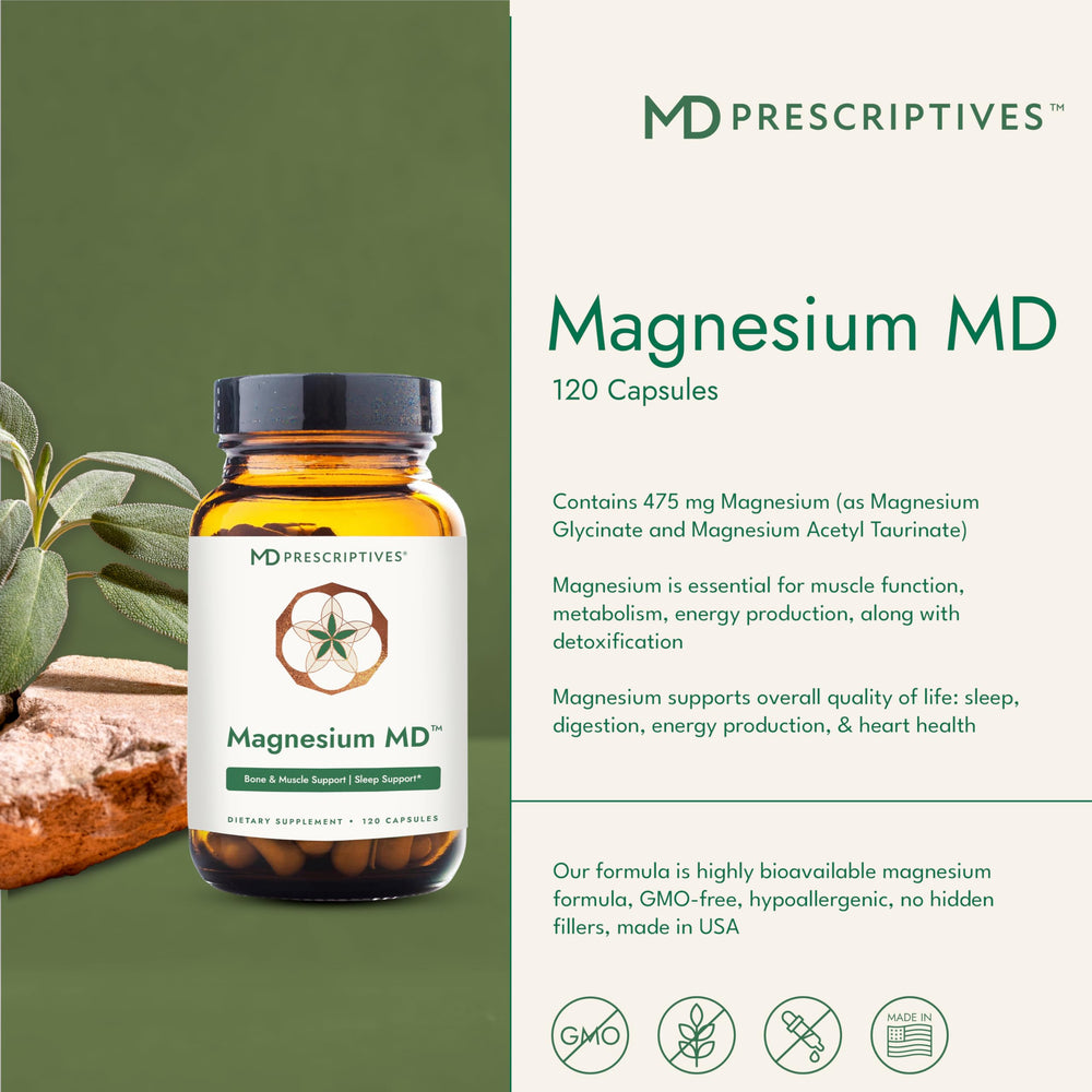 MD Prescriptives Magnesium MD pour capsules on surface for simple dosing