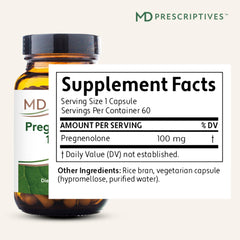 MD Prescriptives Pregnenolone capsules closeup showing daily energy support.