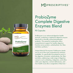 MD Prescriptives ProbioZyme label emphasizes vegetarian, gluten-free formula.