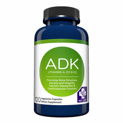 MD.LIFE ADK bottle front image shows a high potency ADK blend for daily bone and heart support