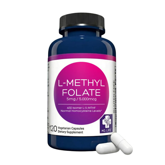 MD.LIFE L-Methylfolate 5mg bottle for daily support