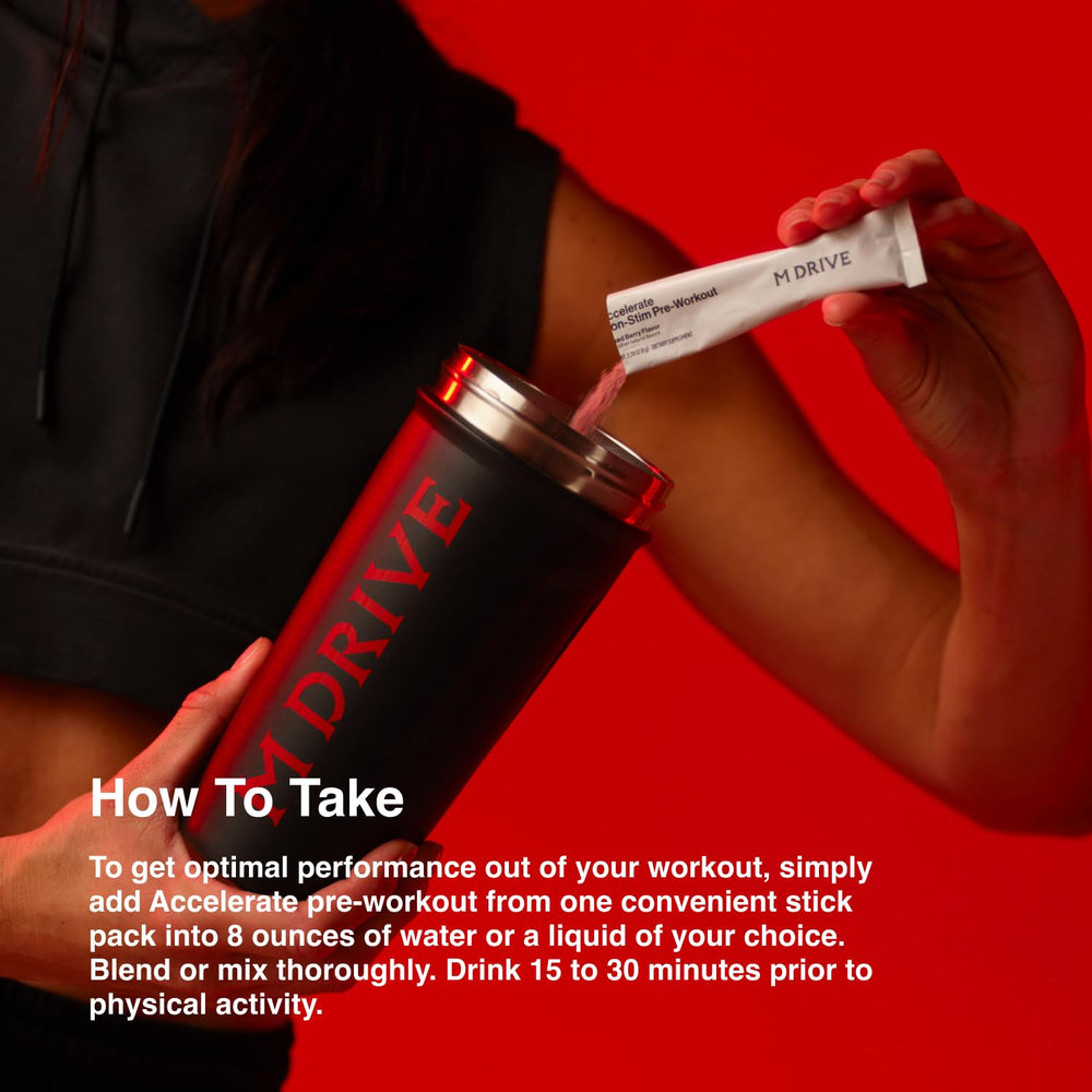 Mdrive Accelerate in gym bottle during training for steady hydration.