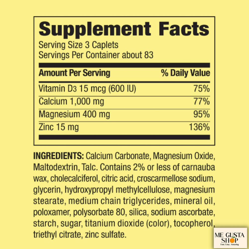 ME GUSTA Shop Spring Valley bottle back shows nutrition details at a glance