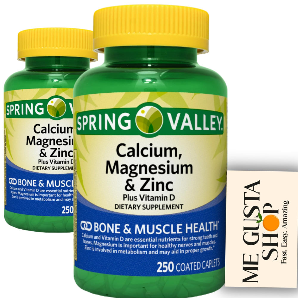 ME GUSTA Shop Spring Valley calcium magnesium zinc d3 caplets bottle front for easy daily intake